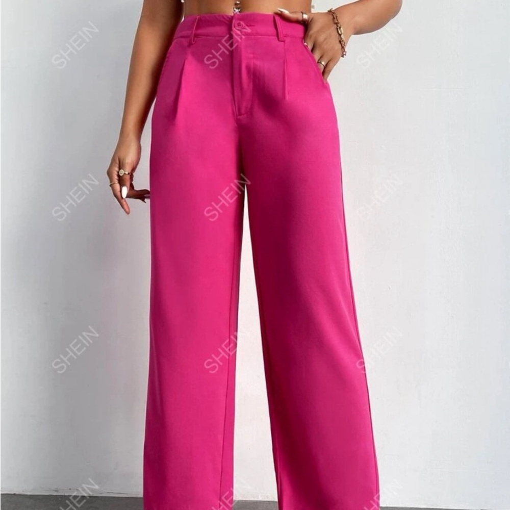 BNWT! Petite Fold Pleated Wide Leg Pants L Pink